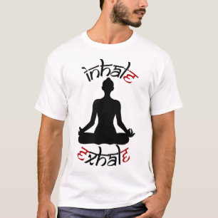 Camiseta Pose de Meditação de Yoga Inspiração Expiração Rel