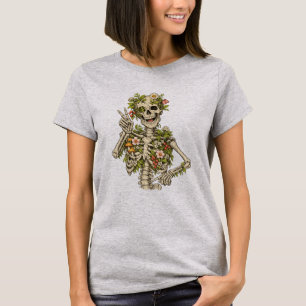 Camiseta Pose de Paz do Esqueleto Botânico – O Humor da Nat