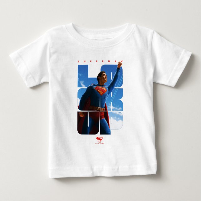 Camiseta Pose de Superman Olhando para Cima (Frente)