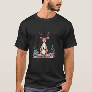 Camiseta Pose de Yoga da Meditação do Cervo Animal Relaxant
