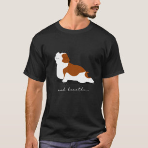Camiseta Pose de Yoga do Bulldog e Respire Amante de Cachor