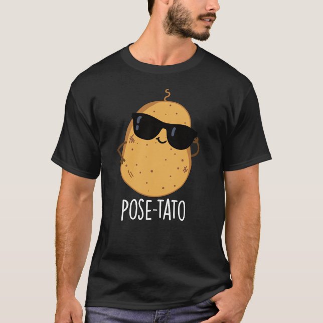 Camiseta Pose-tato Piada de Batata Engraçada Fundo Escuro (Frente)