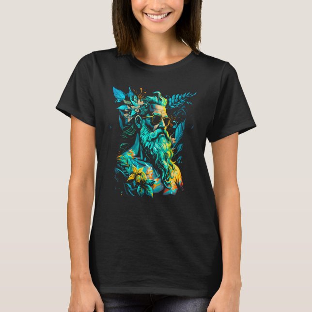 Camiseta Poseidon Grego Mitologia Netuno Férias de Praia (Frente)