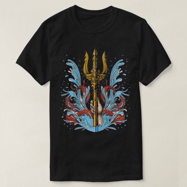 Camiseta Poseidon Trident Ancient Greek God Mythology Greek (Frente do Design)