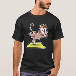 Camiseta Poses de Ioga de Bezerro de Vaca Esporte Ginástica