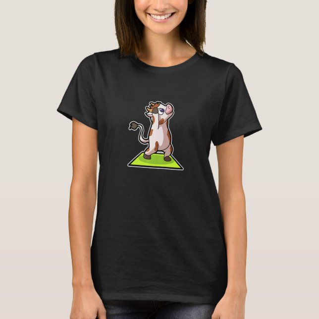 Camiseta Poses de Ioga de Bezerro de Vaca Esporte Ginástica (Frente)