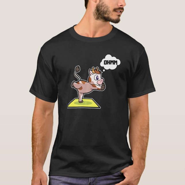 Camiseta Poses de Ioga de Bezerro de Vaca Esporte Ginástica (Frente)