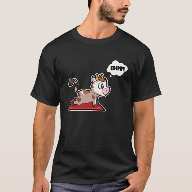 Camiseta Poses de Ioga de Bezerro de Vaca Esporte Ginástica (Frente)