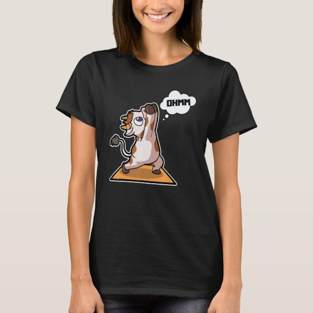 Camiseta Poses de Ioga de Bezerro de Vaca Esporte Ginástica (Frente)