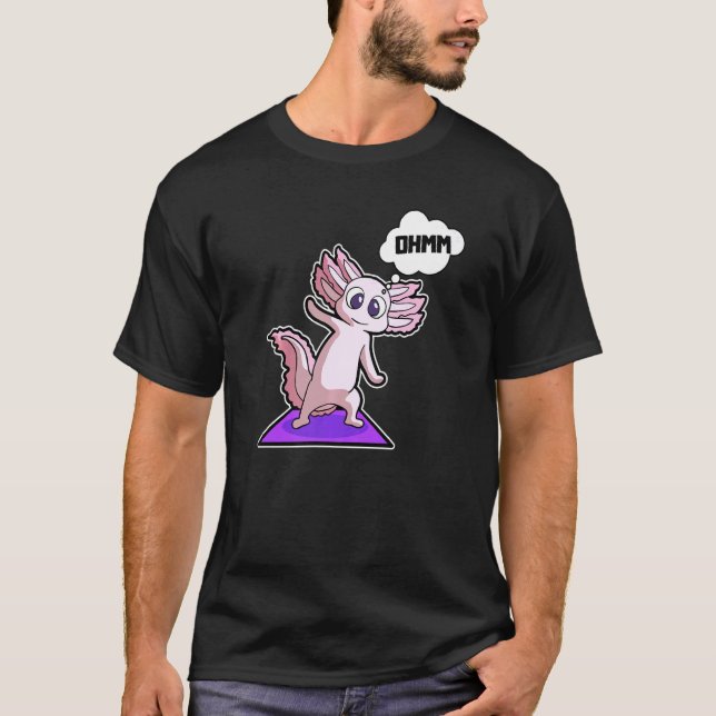 Camiseta Poses de Yoga Axolotl Esporte Ginástica Ohm Batime (Frente)