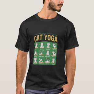 Camiseta Poses de Yoga com Gatos Gatos Praticando Mindfulne