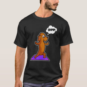 Camiseta Poses de Yoga Dachshund Esporte Ginástica Ohmmm Co