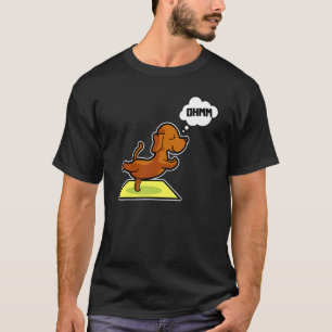 Camiseta Poses de Yoga Dachshund Esporte Ginástica Ohmmm Co