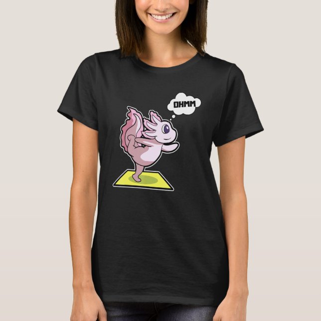 Camiseta Poses de Yoga de Axolote Esporte Ginástica Ohm Bat (Frente)