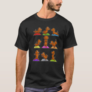 Camiseta Poses de Yoga de Dachshund Esporte Ginástica Ohmmm