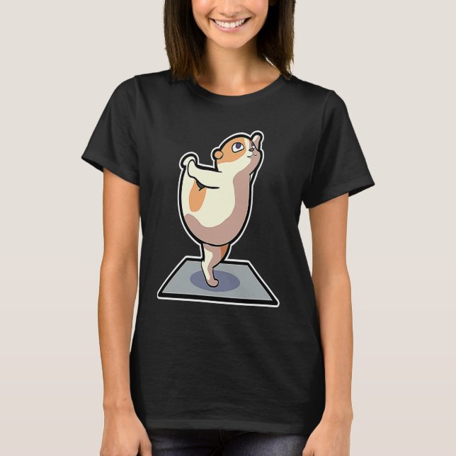 Camiseta Poses de Yoga de Hamster Esporte Ginástica Ohm Bat (Frente)