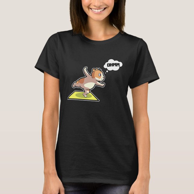 Camiseta Poses de Yoga de Hamster Esporte Ginástica Ohm Bat (Frente)