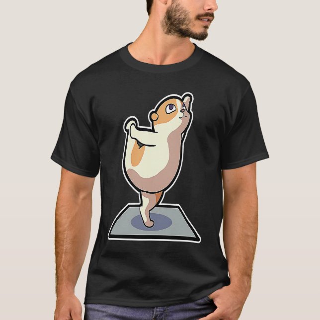 Camiseta Poses de Yoga de Hamster Esporte Ginástica Ohm Bat (Frente)