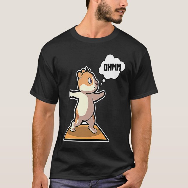 Camiseta Poses de Yoga de Hamster Esporte Ginástica Ohm Bat (Frente)