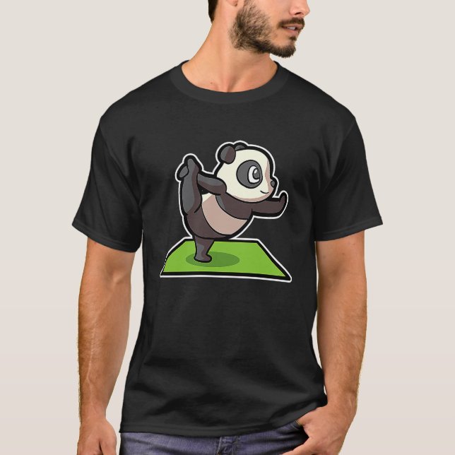 Camiseta Poses de Yoga de Panda Esporte Ginástica Ohmmm Bat (Frente)