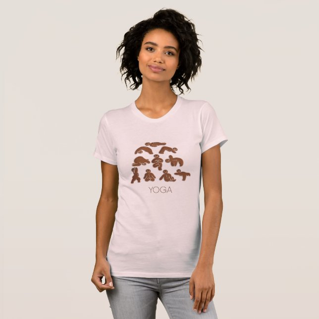 Camiseta Poses de Yoga de Pão de Mel (Frente Completa)