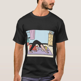 Camiseta Poses de Yoga em Casa Engraçadas Gato e Cachorro C