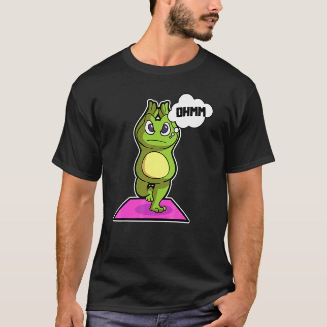 Camiseta Poses de Yoga Sapo Sapo Esportes Ginástica Ohm Cor (Frente)
