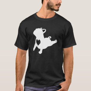 Camiseta Posição de Yoga de Bulldog Francês Com Coração de 