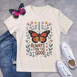 Camiseta Positividade Floral da Borboleta Inspiradora