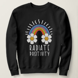 Camiseta Positividade radiada | Arco-Íris e flores colorida