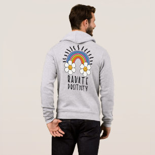 Camiseta Positividade radiada Arco-Íris e flores colorida
