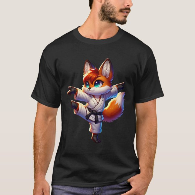Camiseta Posologia Adorável do Karate Fox Crane (Frente)