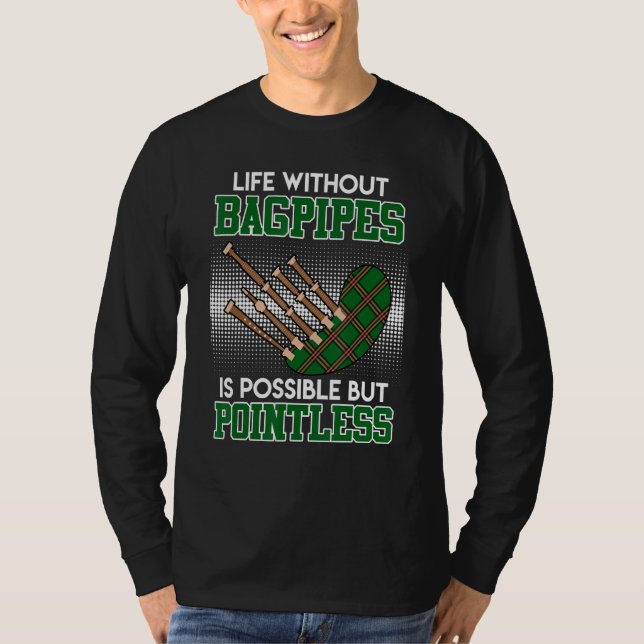 Camiseta Possível mas inútil vida sem gaitas de foles (Frente)