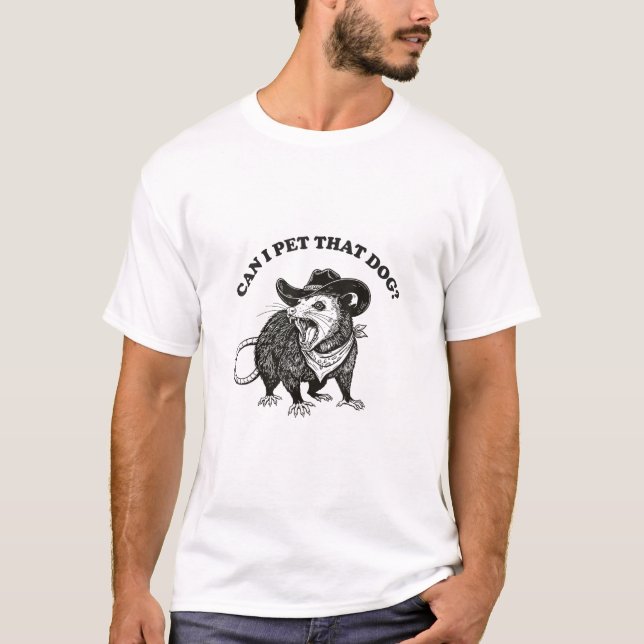 Camiseta Posso Acariciar Esse Meme de Cachorro Engraçado Ga (Frente)