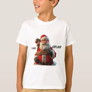 Camiseta Posso Explicar, Cartoon Papai Noel E Little Boy