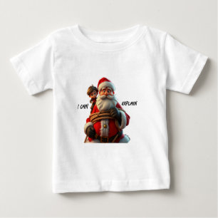 Camiseta Posso Explicar, Desenho do Papai Noel e Menino