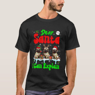 Camiseta Posso Explicar Natal Três Pugs Rena Santa Dono