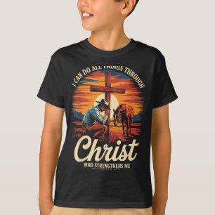 Camiseta Posso Fazer Todas as Coisas Através de Cristo Cowb