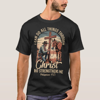 Camiseta Posso Fazer Todas as Coisas Através de Cristo Cowb