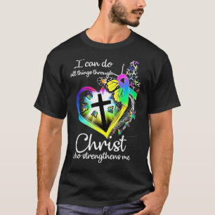 Camiseta Posso Fazer Tudo Através Da Arte De Borboleta Cris