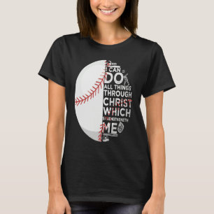 Camiseta Posso Fazer Tudo Cristo Me Fortalece Beisebol Cris