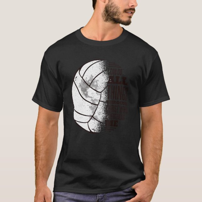 Camiseta Posso Fazer Tudo Engraçado Design de Voleibol Voll (Frente)