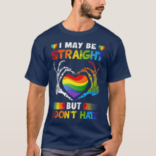 Camiseta Posso ser Hetero, mas não odeio mãos de esqueleto