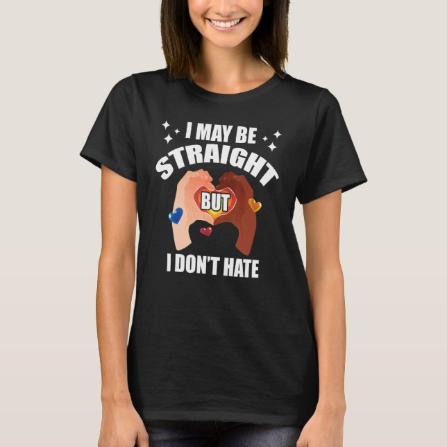 Camiseta Posso ser Hetero, mas não odeio Orgulho Arco-Íris  (Frente)