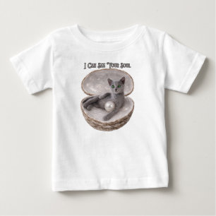 Camiseta Posso Ver a Sua Alma Design Divertido de Gato Azul