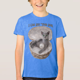 Camiseta Posso Ver a Sua Alma Design Divertido de Gato Russ