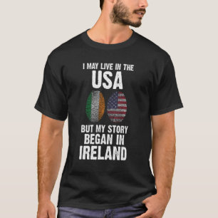 Camiseta Posso viver nos EUA, mas a minha história começou 