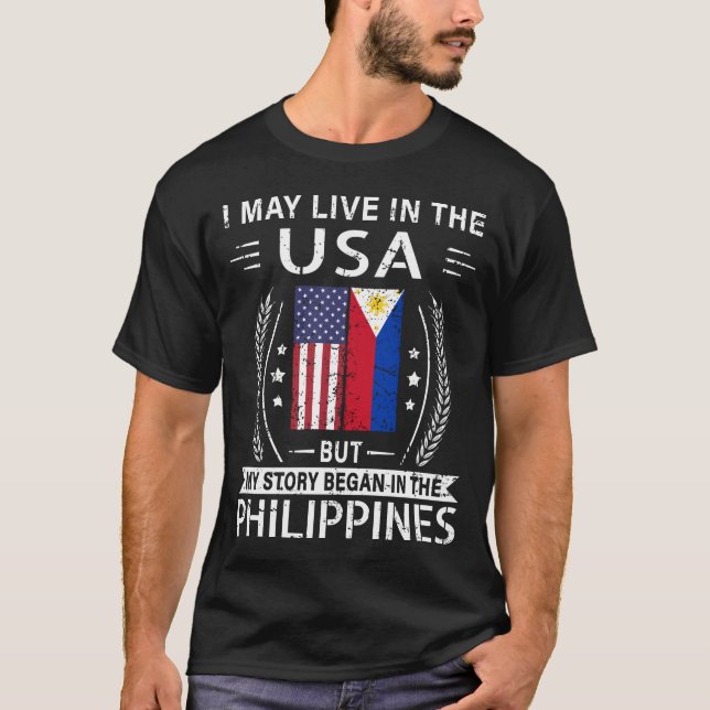 Camiseta Posso Viver Nos EUA, Mas Minha História Começou No (Frente)