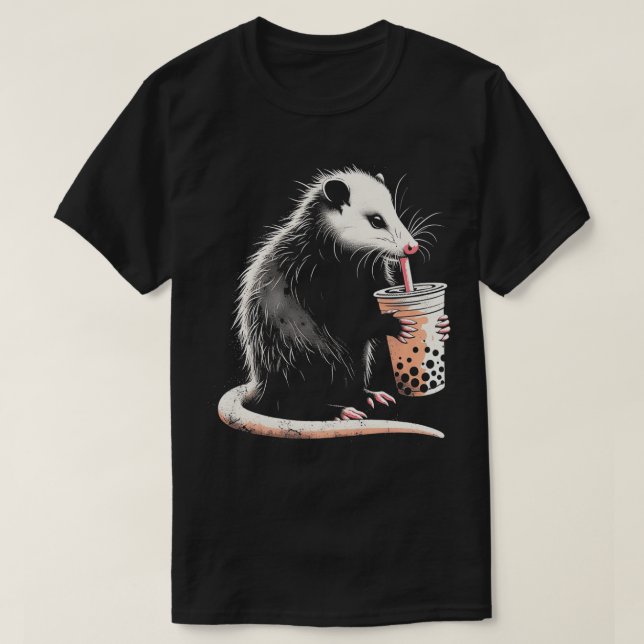 Camiseta Possum Bebendo Boba Tea Cute Ogambm Bubble Tea L (Frente do Design)