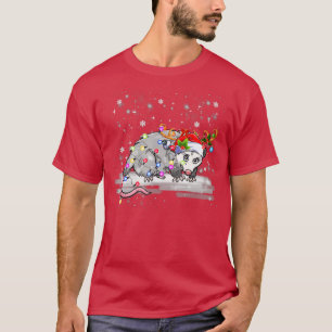 Camiseta Possum Christmas Lights Papais noeis Reindeer Poss